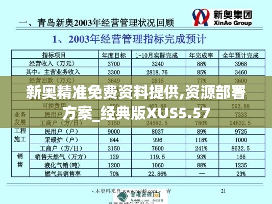 新奧精準免費資料提供,資源部署方案_經(jīng)典版XUS5.57