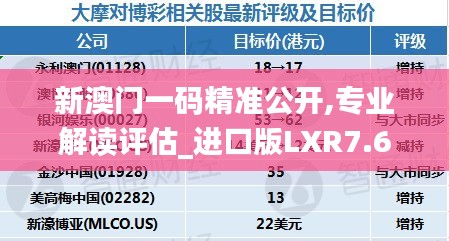 新澳門一碼精準(zhǔn)公開,專業(yè)解讀評估_進(jìn)口版LXR7.6