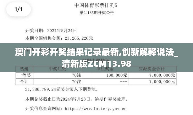 澳門開彩開獎結果記錄最新,創(chuàng)新解釋說法_清新版ZCM13.98
