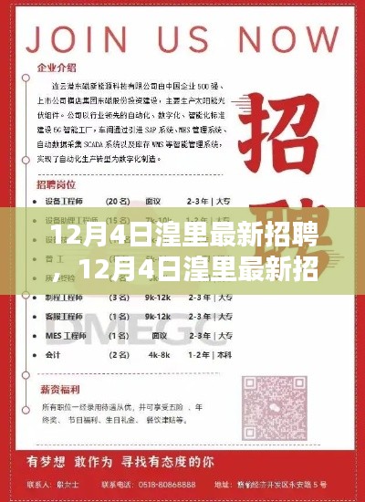 12月4日湟里最新招聘產品全面評測與介紹，求職招聘新動向