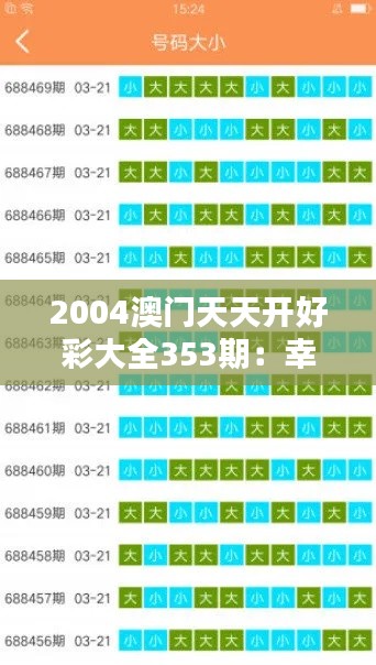 2004澳門天天開好彩大全353期：幸運數(shù)字指南