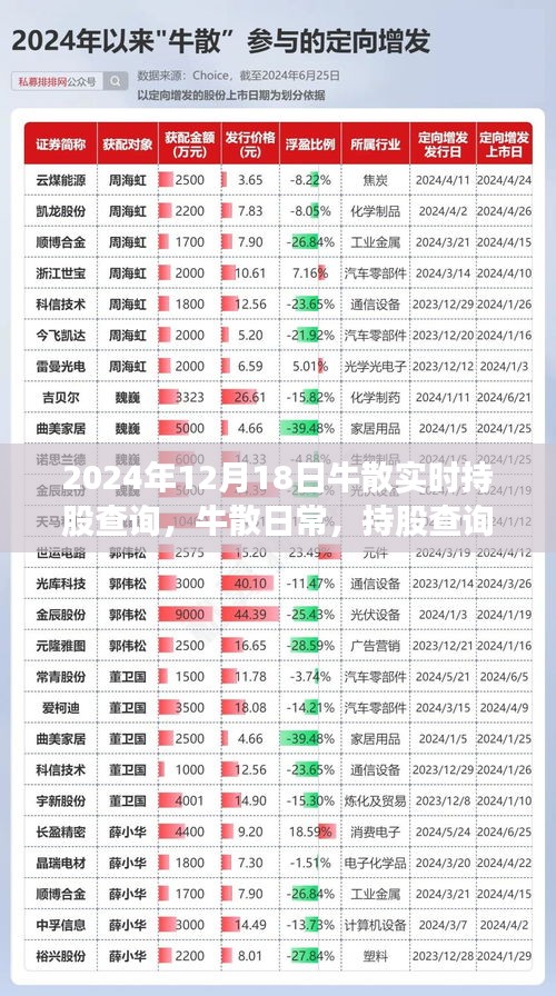 牛散日常揭秘，持股查詢背后的溫情故事與牛散實時動態(tài)追蹤（2024年12月18日）