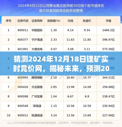 揭秘未來鋰礦市場，實時競價網(wǎng)展望至2024年12月18日