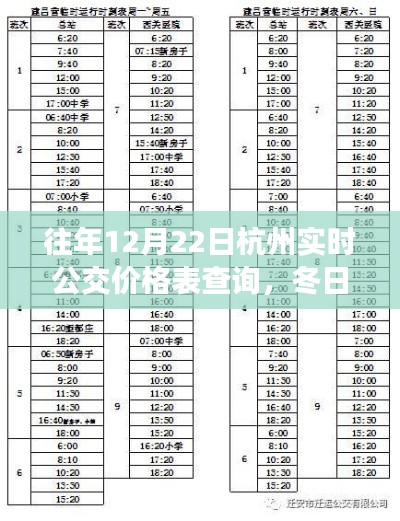 杭州冬日公交奇遇，實時公交價格表背后的暖心故事與歷年查詢匯總