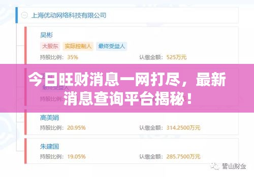 今日旺財消息一網(wǎng)打盡，最新消息查詢平臺揭秘！