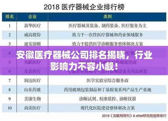 安徽醫(yī)療器械公司排名揭曉，行業(yè)影響力不容小覷！