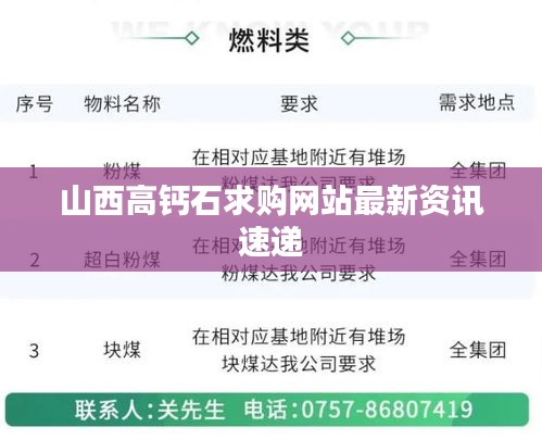 山西高鈣石求購(gòu)網(wǎng)站最新資訊速遞