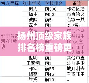 揚(yáng)州頂級(jí)家族排名榜重磅更新！