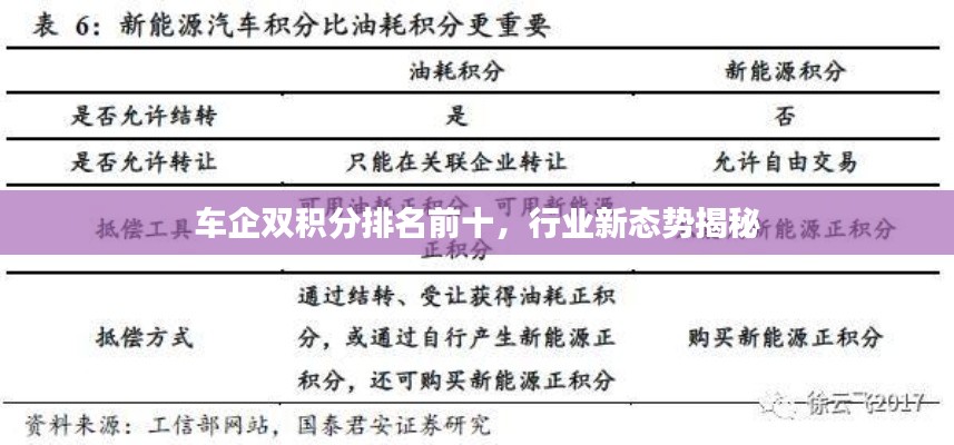 車企雙積分排名前十，行業(yè)新態(tài)勢揭秘