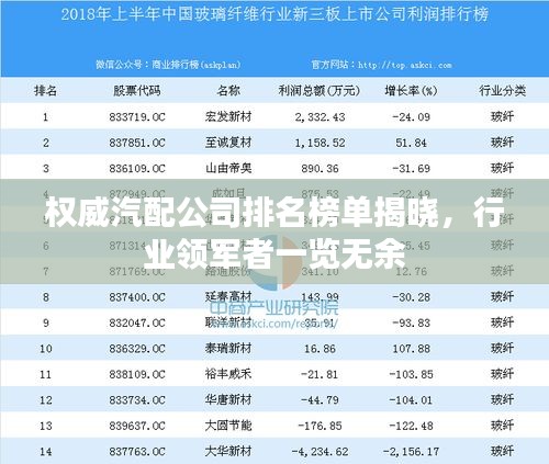 權威汽配公司排名榜單揭曉，行業(yè)領軍者一覽無余