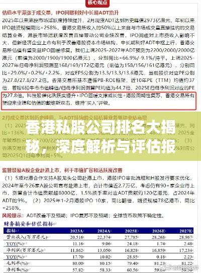 香港私股公司排名大揭秘，深度解析與評估報(bào)告