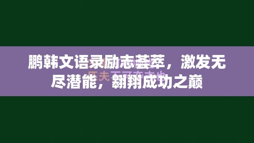 鵬韓文語(yǔ)錄勵(lì)志薈萃，激發(fā)無(wú)盡潛能，翱翔成功之巔