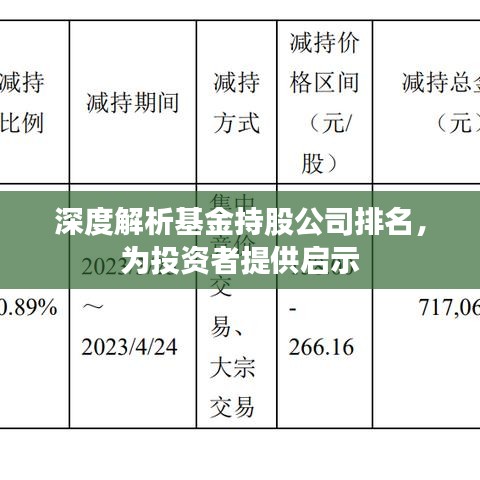 深度解析基金持股公司排名，為投資者提供啟示