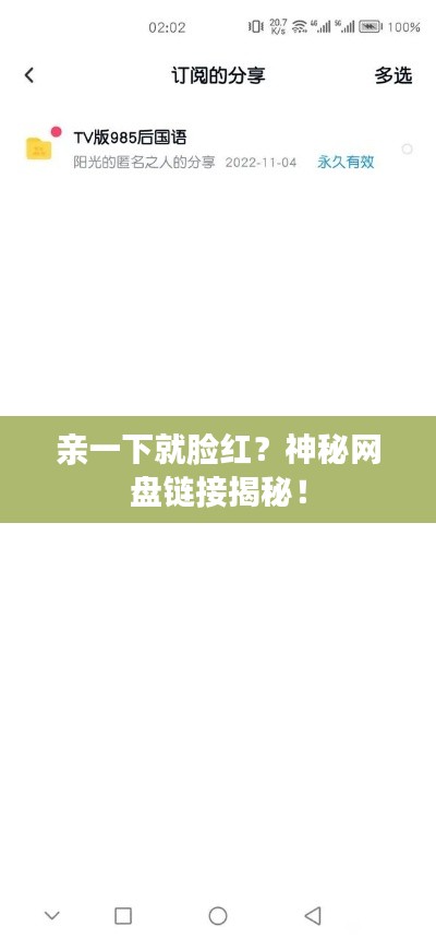 親一下就臉紅？神秘網(wǎng)盤鏈接揭秘！
