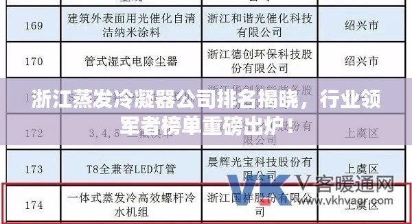 浙江蒸發(fā)冷凝器公司排名揭曉，行業(yè)領(lǐng)軍者榜單重磅出爐！